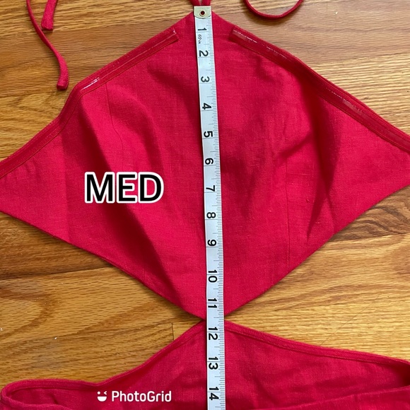 Ronny Kobo Red Marietta Cutout Linen Halterneck Maxi Dress - Picture 8 of 13